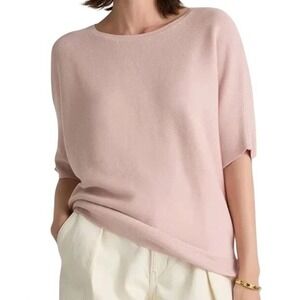 Quince Organic Cotton Sweater Top L Pink Soft Girl Lounge Cozy Comfy Casual